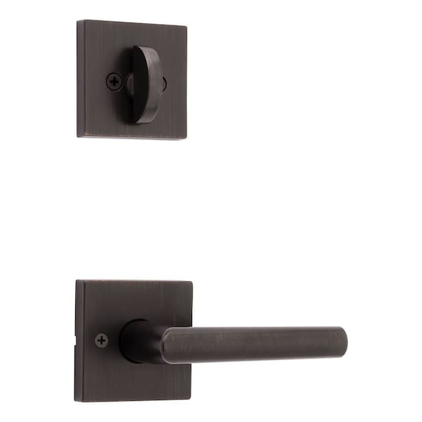 Milan Lever , Square Rose Interior Single Cylinder Handleset Trim , New Chassis Venetian Bronze Finish